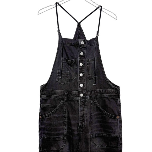 Anthropologie Pilcro Black Wash Painters Women’s Strappy Denim Overalls Sz 31 - Picture 4 of 15